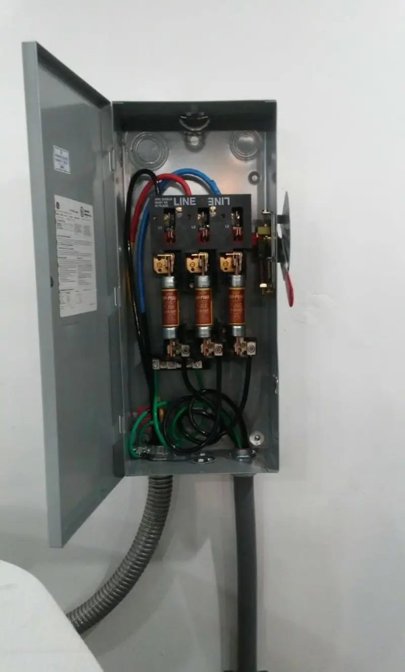Three-phase disconnect switch installed for Electrical Wiring & Rewiring in Noble